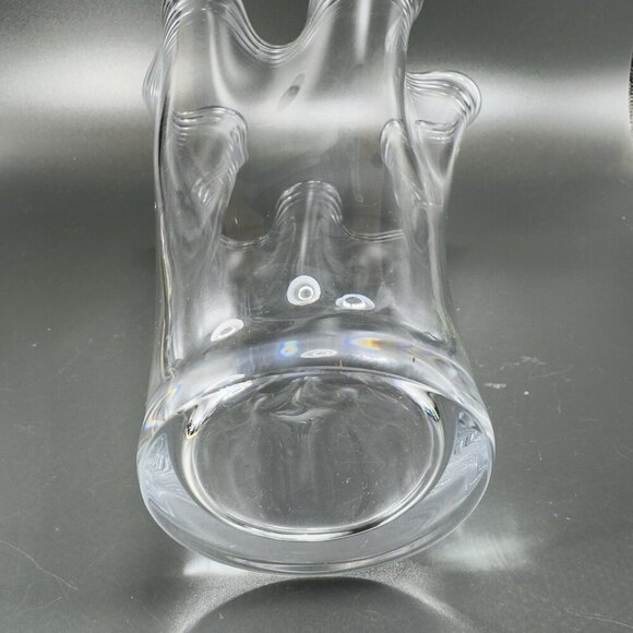 Vintage Clear Glass Crystal Vase Vessel Made In Sweden Handkerchief Wavy Edges - Picture 6 of 12